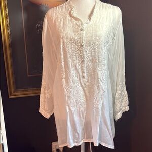 JOHNNYWAS sparkling White Embroidered Women's Top large.